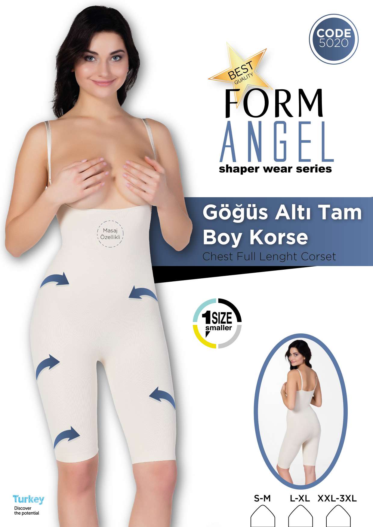 Toptan Göğüs Altı Tam Boy Korse - Form Angel 5020 | Uygun Fiyatli Göğüs Altı Tam Boy Korse - Form Angel 5020 - Toptan Ic Giyim Pazari