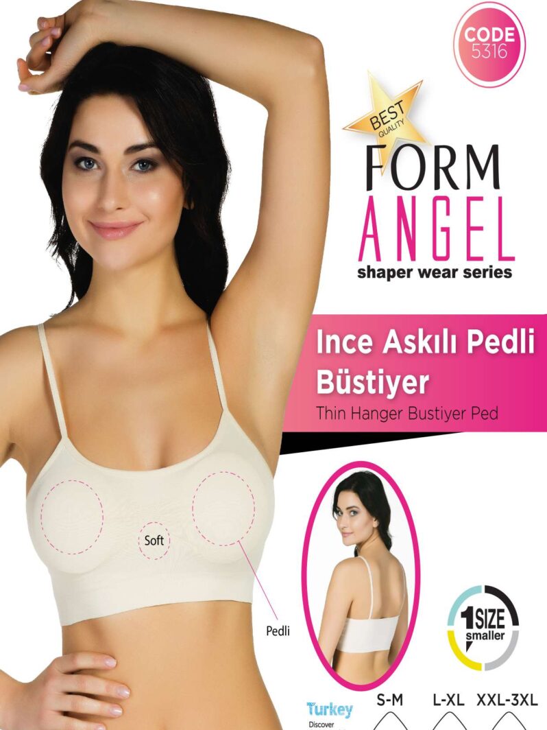 Toptan İnce Askılı Petli Büstiyer - Form Angel 5316 | Uygun Fiyatli İnce Askılı Petli Büstiyer - Form Angel 5316 - Toptan Ic Giyim Pazari
