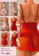 Puantiyeli Tül Babydoll Kırmızı