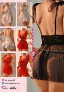 Puantiyeli Tül Babydoll Siyah