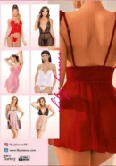Düz Tül Babydoll Bordo