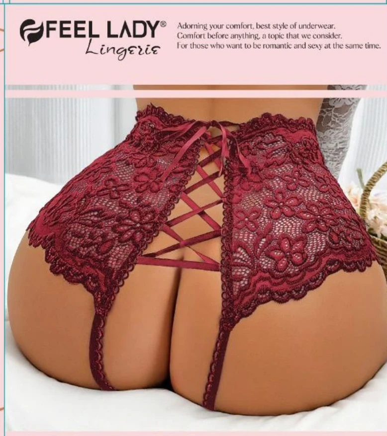 Bağcıklı Dantelli Külot Bordo