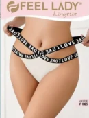 Love Yazılı Bantlı Külot Beyaz