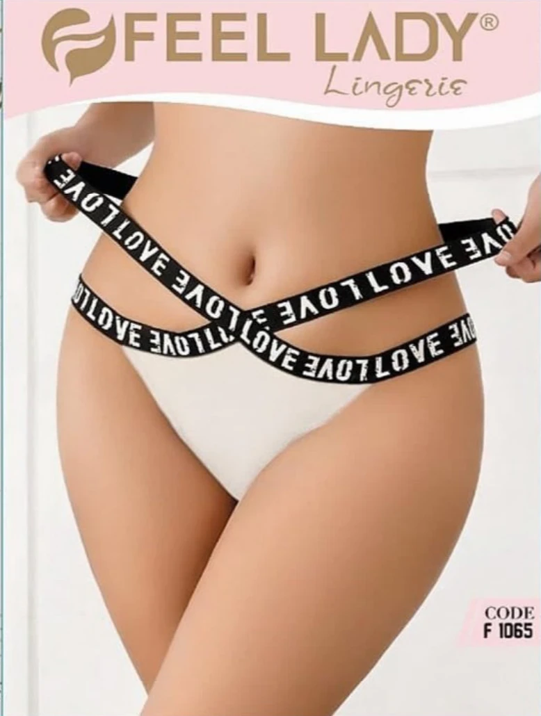 Love Yazılı Bantlı Külot Beyaz