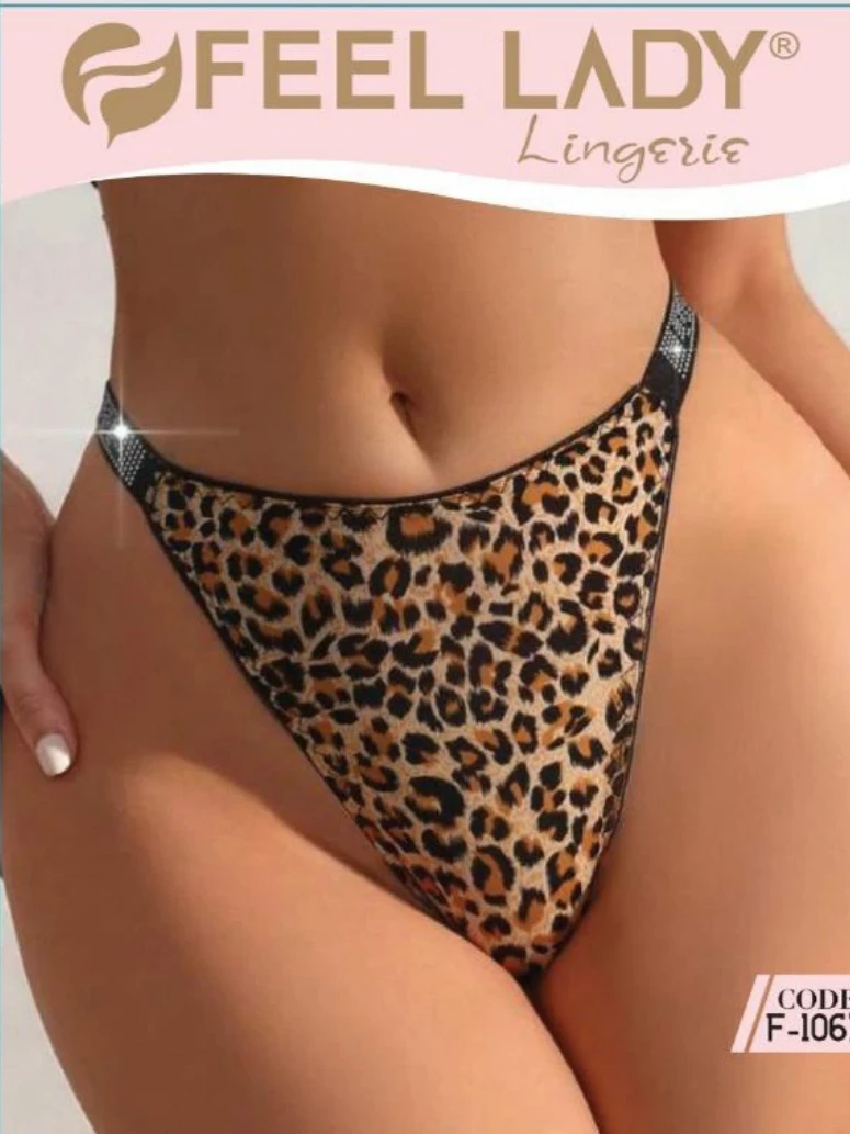 Leopar Desenli Taşlı Slip Leopar
