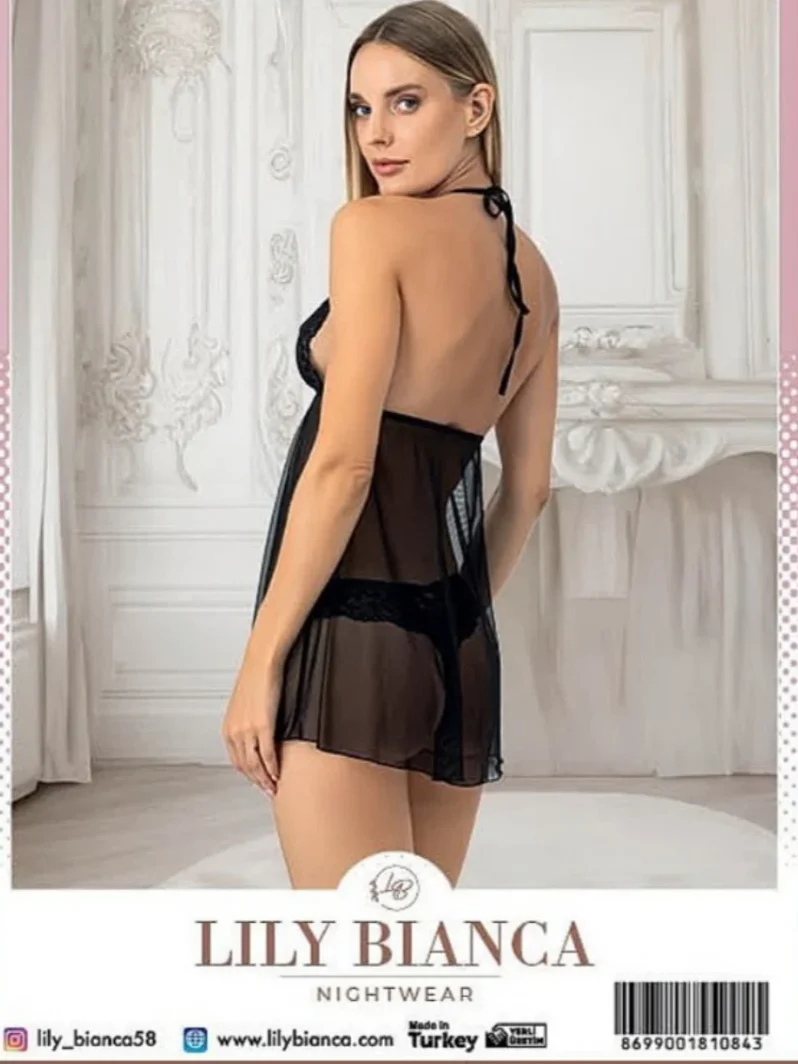 Dantelli Tül Babydoll Siyah