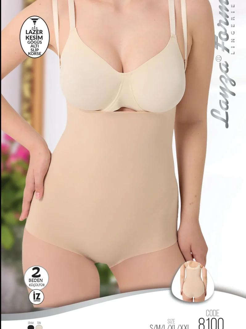 8100 Lazer Kesim Göğüs Altı Slip Boy Korse