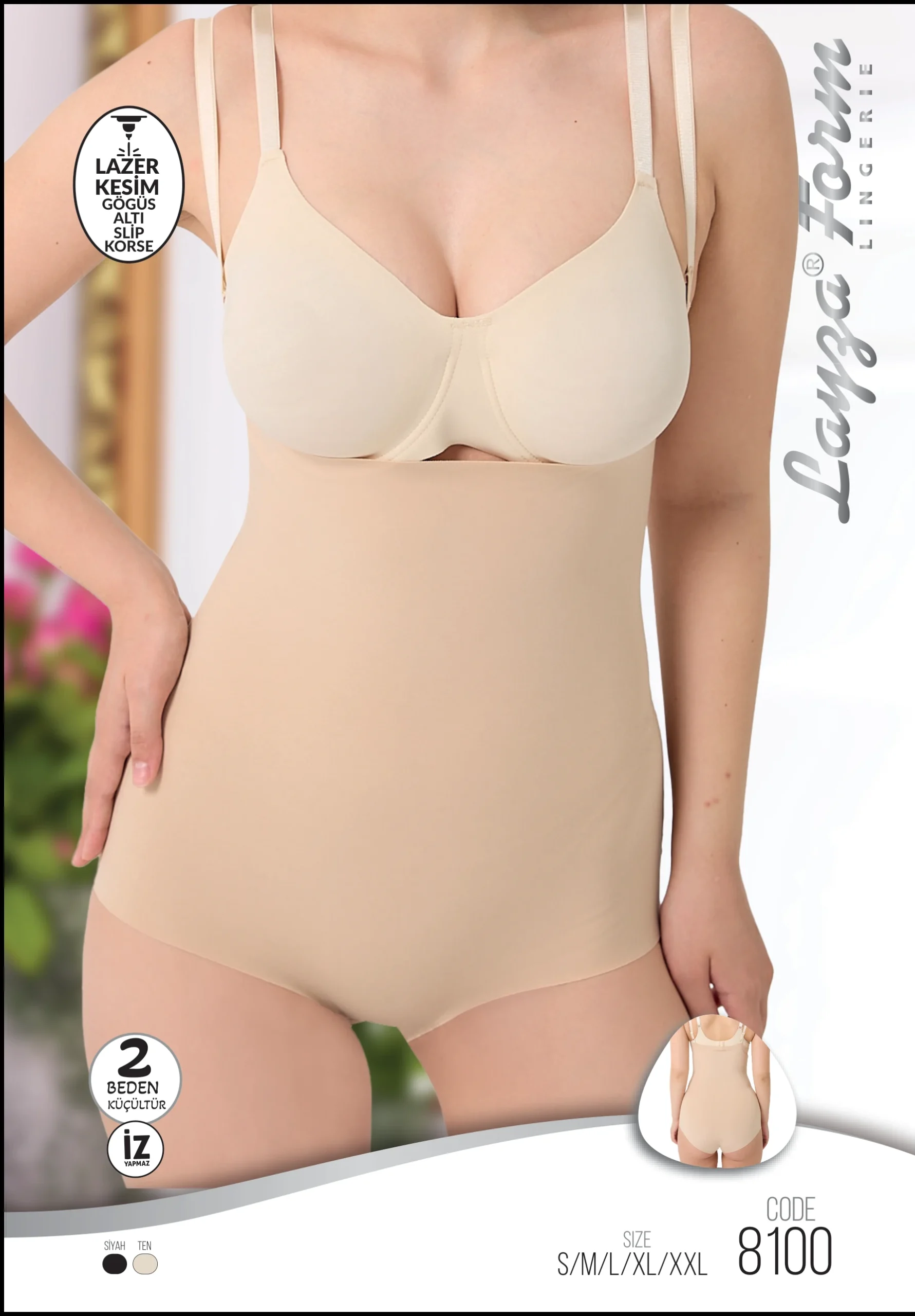 8100 Lazer Kesim Göğüs Altı Slip Boy Korse