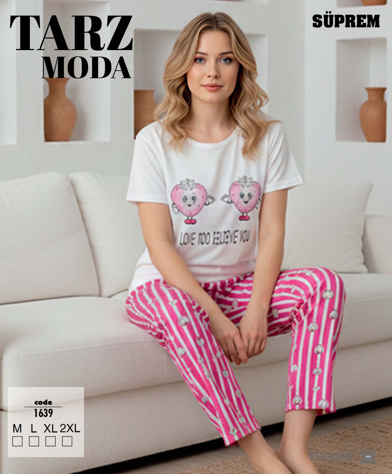Toptan Tarz Moda Süprem Pijama Takımı - Pembe Çizgili (Kod 1639) | Uygun Fiyatli Tarz Moda Süprem Pijama Takımı - Pembe Çizgili (Kod 1639) - Toptan Ic Giyim Pazari