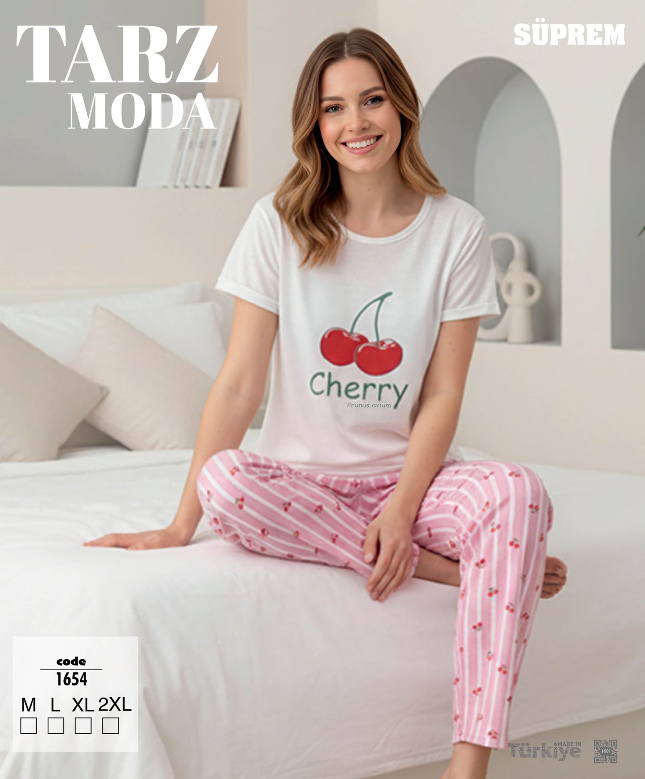 Toptan Tarz Moda Süprem Pijama Takımı - Kiraz Desenli (Kod 1654) | Uygun Fiyatli Tarz Moda Süprem Pijama Takımı - Kiraz Desenli (Kod 1654) - Toptan Ic Giyim Pazari