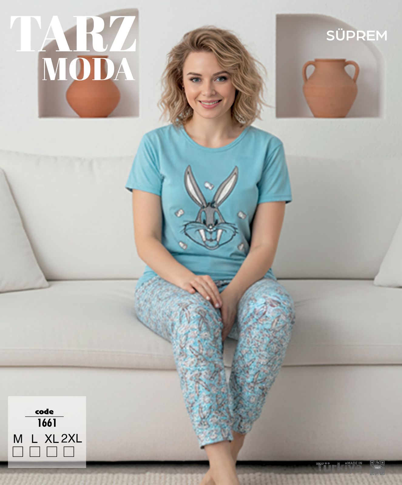 Toptan Tarz Moda Süprem Pijama Takımı - Mavi Tavşan Desenli (Kod 1661) | Uygun Fiyatli Tarz Moda Süprem Pijama Takımı - Mavi Tavşan Desenli (Kod 1661) - Toptan Ic Giyim Pazari