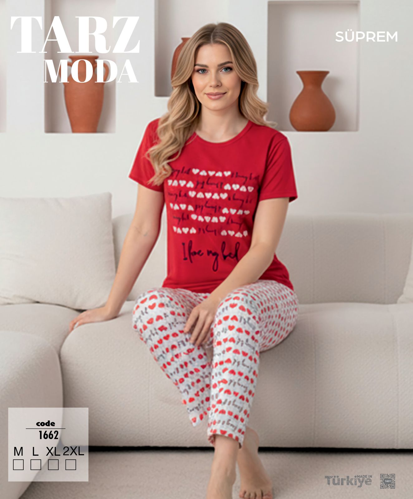 Toptan Tarz Moda Süprem Pijama Takımı - Kırmızı Yazılı (Kod 1662) | Uygun Fiyatli Tarz Moda Süprem Pijama Takımı - Kırmızı Yazılı (Kod 1662) - Toptan Ic Giyim Pazari