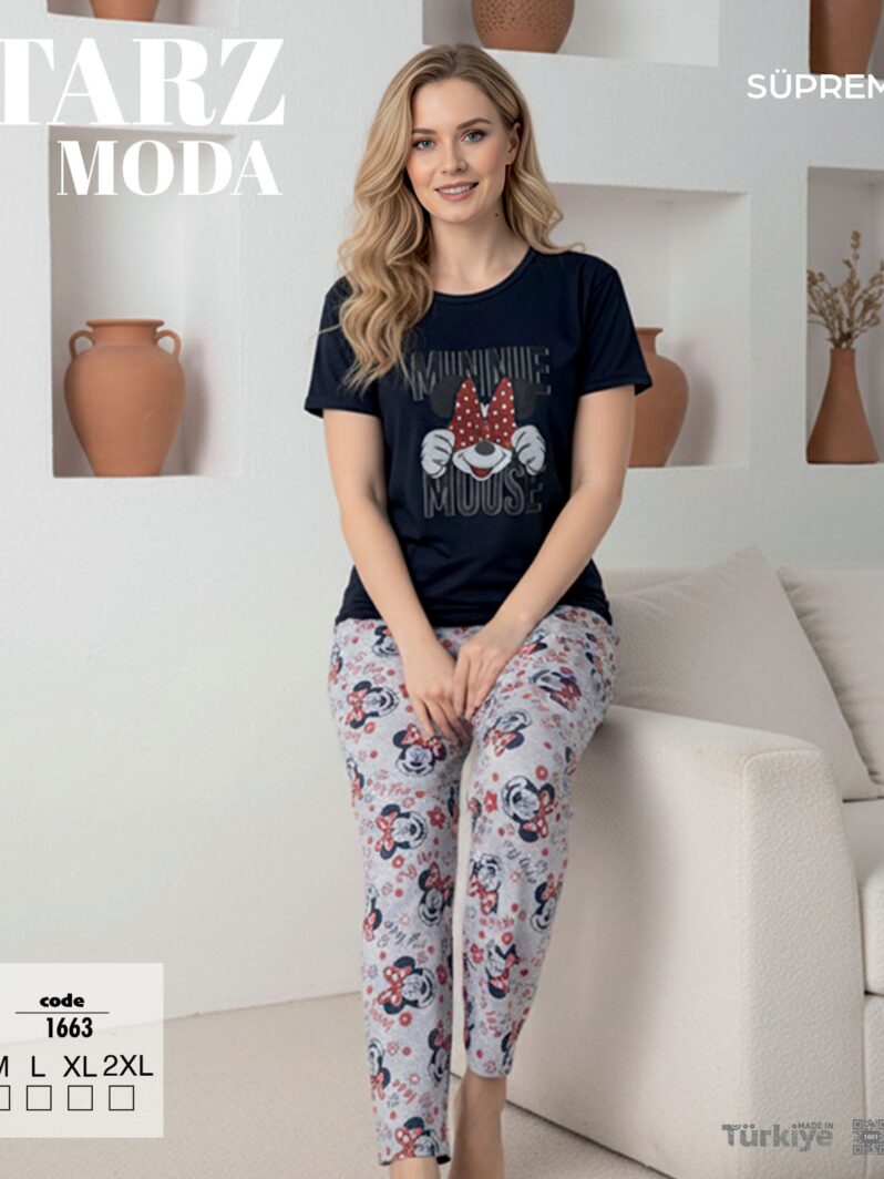 Toptan Tarz Moda Süprem Pijama Takımı - Lacivert Çiçek Desenli (Kod 1663) | Uygun Fiyatli Tarz Moda Süprem Pijama Takımı - Lacivert Çiçek Desenli (Kod 1663) - Toptan Ic Giyim Pazari