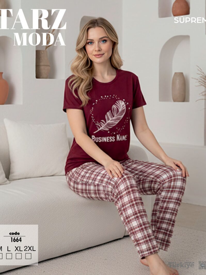 Toptan Tarz Moda Süprem Pijama Takımı - Bordo Tüy Desenli Ekose (Kod 1664) | Uygun Fiyatli Tarz Moda Süprem Pijama Takımı - Bordo Tüy Desenli Ekose (Kod 1664) - Toptan Ic Giyim Pazari