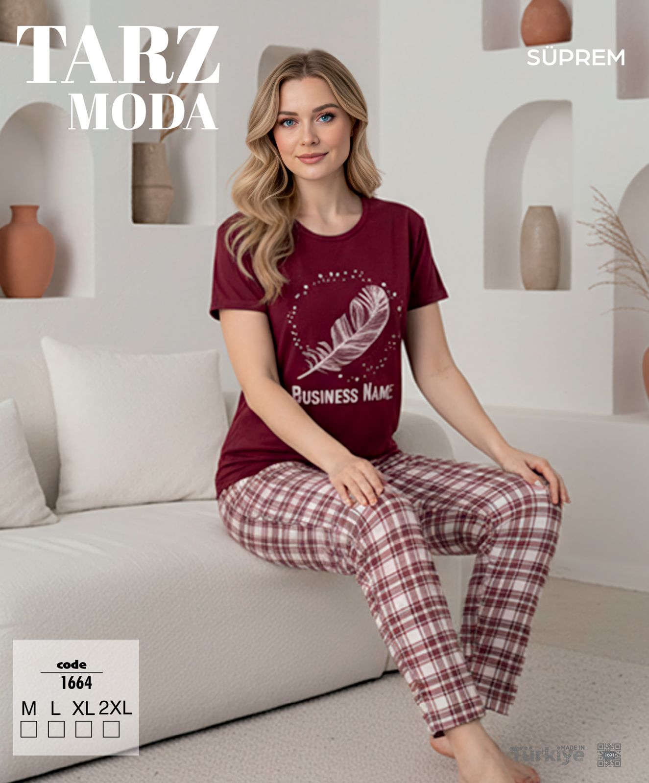 Toptan Tarz Moda Süprem Pijama Takımı - Bordo Tüy Desenli Ekose (Kod 1664) | Uygun Fiyatli Tarz Moda Süprem Pijama Takımı - Bordo Tüy Desenli Ekose (Kod 1664) - Toptan Ic Giyim Pazari